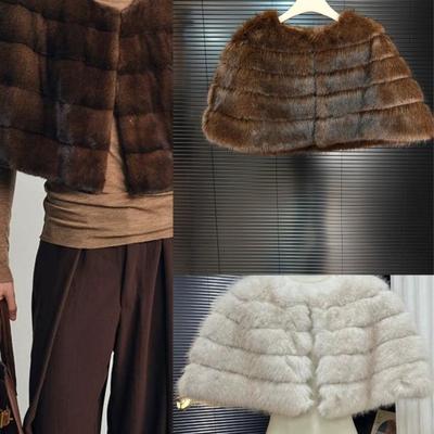 【千金气质】秋冬新品披肩晚宴礼服环保皮草短款棕咖毛毛斗篷外套