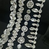 闪亮水钻花链手缝抓钻链 DIY发饰服饰衣领链条玻璃闪钻鞋 饰配件