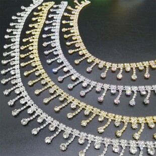 帽服装 2cm宽DIY手缝钻链水钻流苏链条 饰鞋 钻条舞台服装 辅料 花式