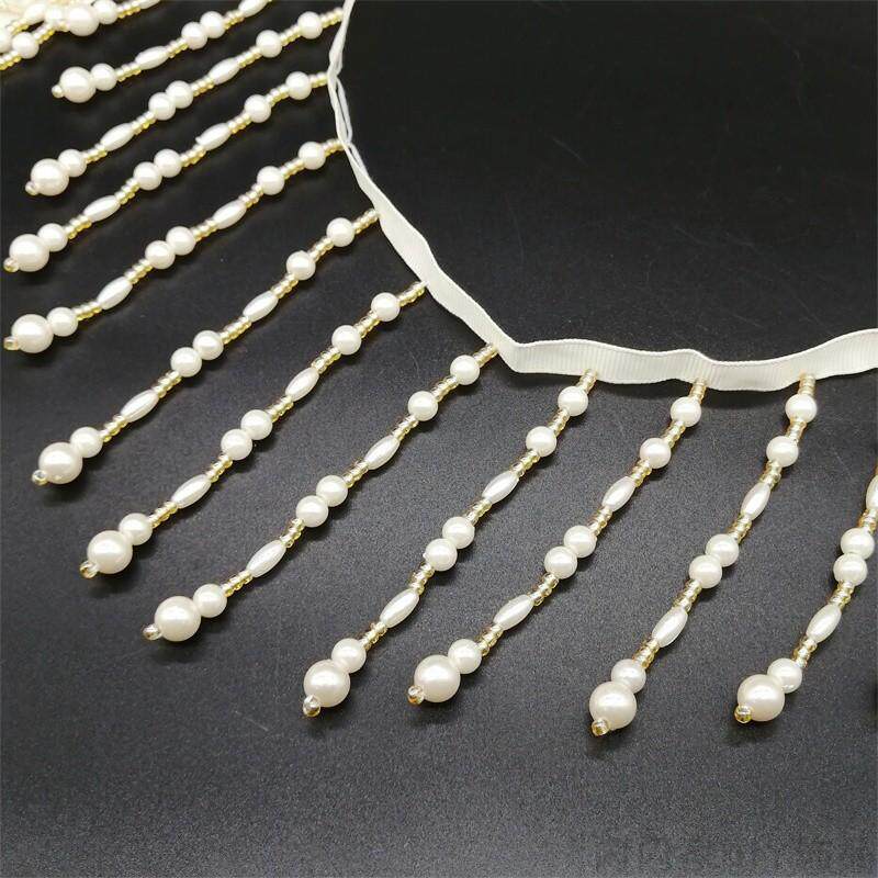 新款 手工钉珠珍珠流苏花边织带diy吊坠装饰花边带汉服婚服装辅料