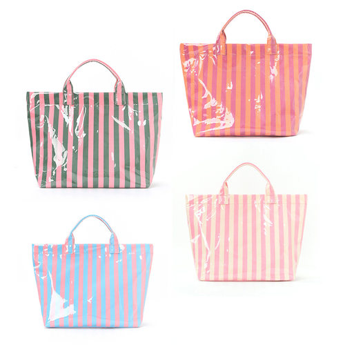 New striped tote bag, stylish and lightweight handbag, large