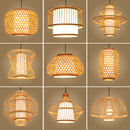 中式 饰灯民宿茶室创意竹艺灯 竹编灯笼吊灯禅意餐厅饭店火锅店铺装