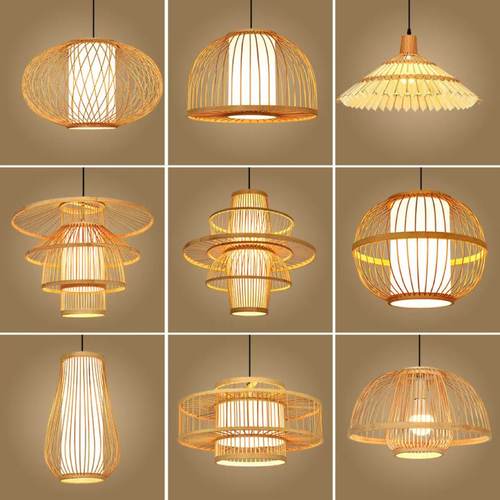 中式竹编吊灯复古茶室餐厅灯具