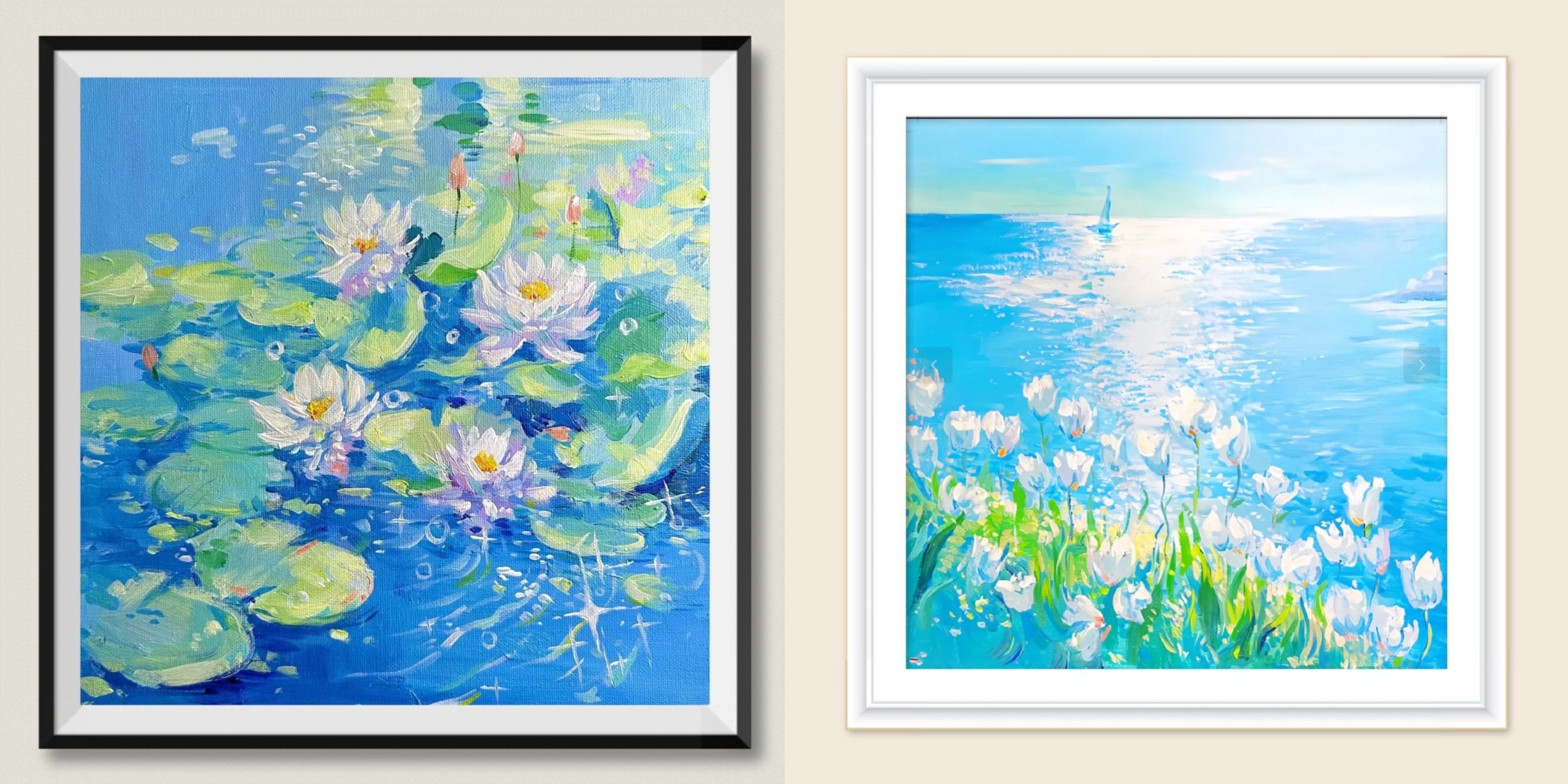 珺禾*荷塘觅影和郁金香花海60*60金丝布38色(印花清晰)