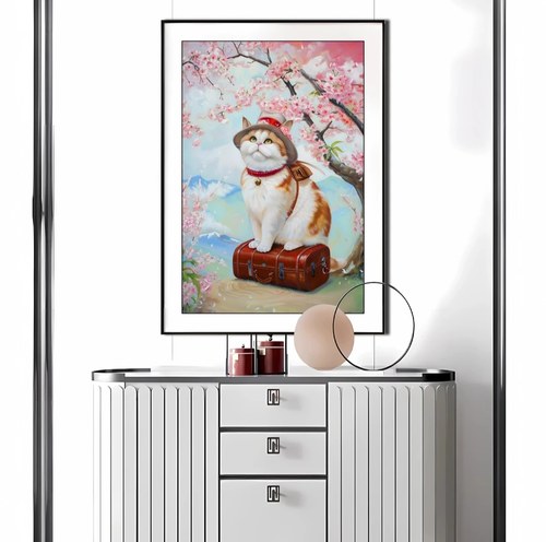 【金丝布】2077樱花树下十字绣大格60x80厘米满绣46种绣线无勾边