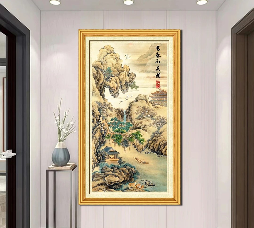【古绢布】94334富春山居图 十字绣大格60*120满绣38种绣线无勾边