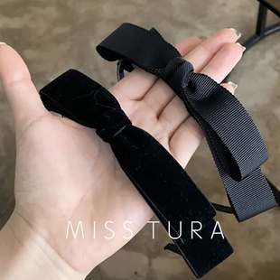 Miss Tura韩国进口黑色双层蝴蝶结发箍束发头箍发卡