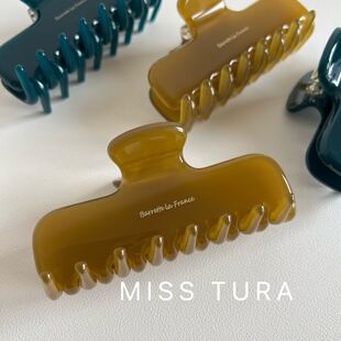 Miss 韩国进口醋酸抓夹果冻后脑勺盘发夹子头饰鲨鱼夹 Tura