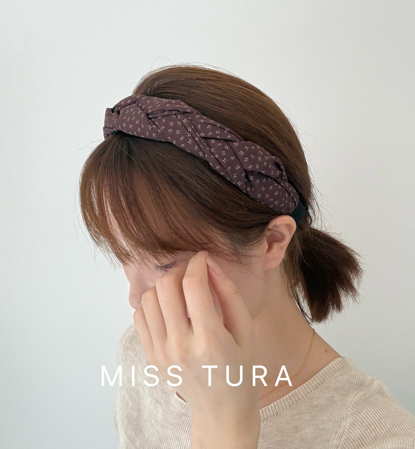 Miss Tura韩国进口复古碎花麻花发箍压发头箍气质百搭碎发发卡