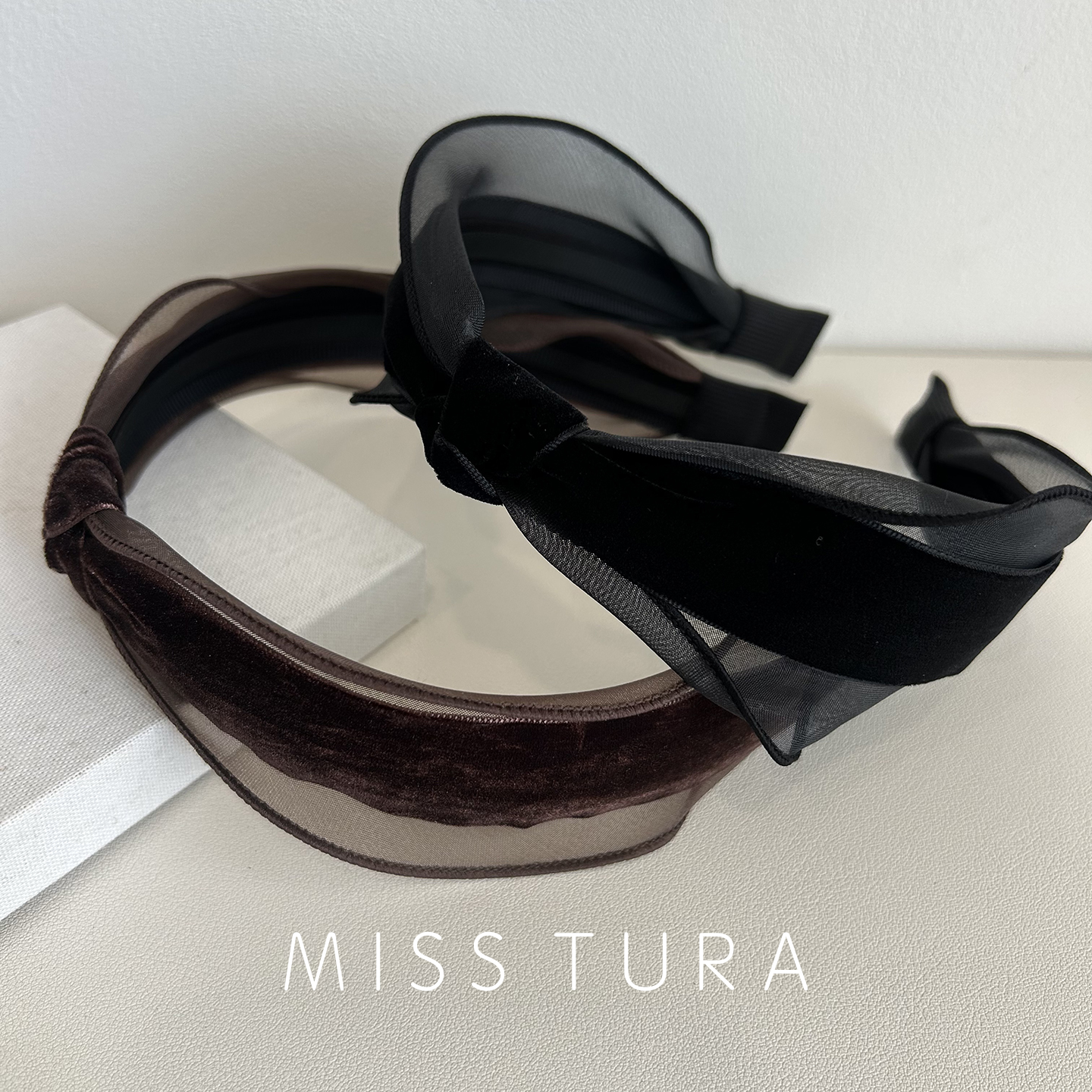 Miss Tura韩国进口丝绒打结发箍简约气质头箍新款百搭网纱发饰