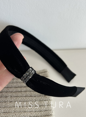 Miss Tura韩国进口丝绒宽边碎钻发箍高级感精致洋气重工头箍