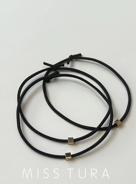 Miss Tura韩国进口黑色金属块简约发绳扎马尾皮筋