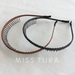 布艺缠绕带齿细发箍 带梳防滑压刘海头箍 Tura韩国进口 Miss