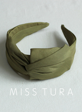 Miss Tura韩国进口布艺宽边女发箍纯色头箍不对称压发发卡百搭