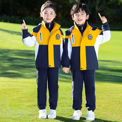 小学生校服冲锋衣三件套春秋装加厚秋冬季幼儿园园服儿童班服套装