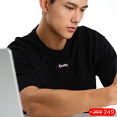 短袖 SOCKKON 男士 黑色小圆领T恤字母daddy硅胶oversize高织棉tee