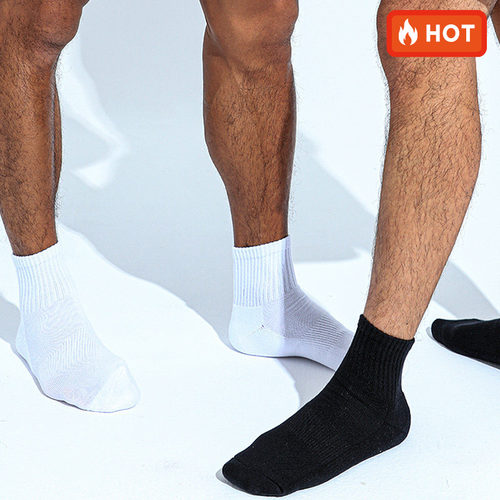 sockkon素色中低筒毛巾底底袜子