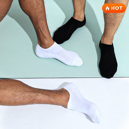 sockkon男黑白色运动毛圈底袜子