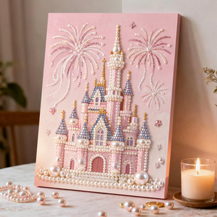 梦幻城堡DIY珍珠画 饰挂画高级感材料包礼物 手工解压钻石粘贴画装