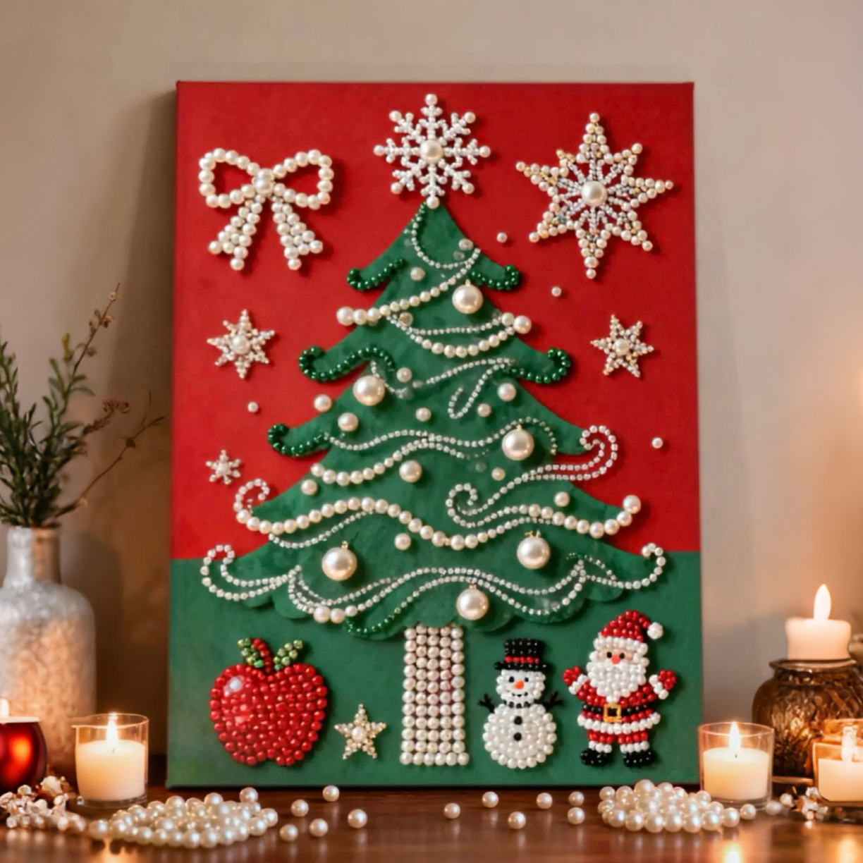 圣诞树DIY手工珍珠画创意