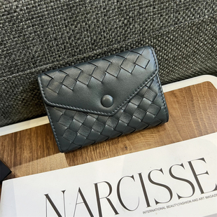 手工羊皮风琴卡包编织真皮短款钱包小巧多卡位证件包男女拉链卡套