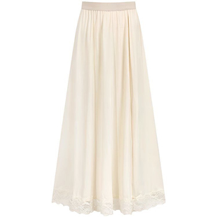 白色半身裙新中式旗袍衬裙蕾丝花边防走光打底宽松夏季薄款遮肉