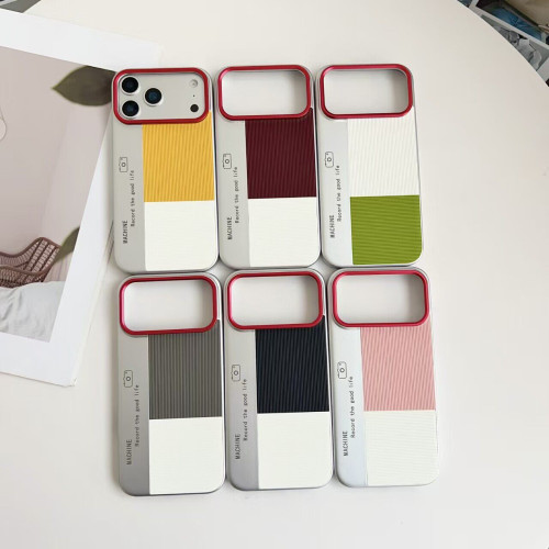 秒变相机拼接纹奢华适用iPhone17Promax手机苹果16pro简约金属红圈大孔15promax小众拼接色块 男女防摔