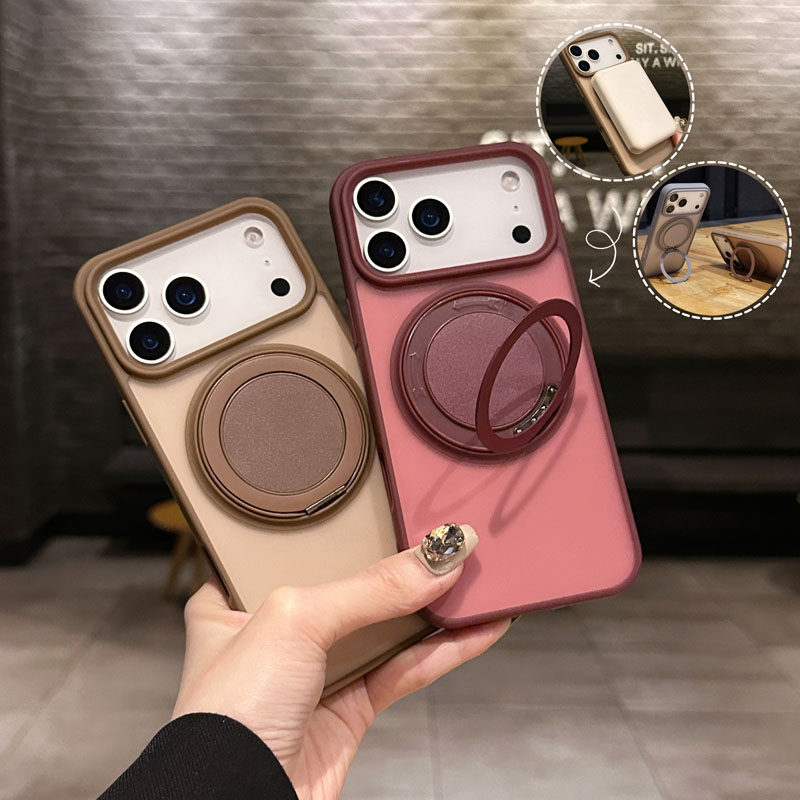 新款亮彩360°支架适用苹果17promax手机壳磁吸iPhone16/15PLU肤感14/13/12保护套防摔