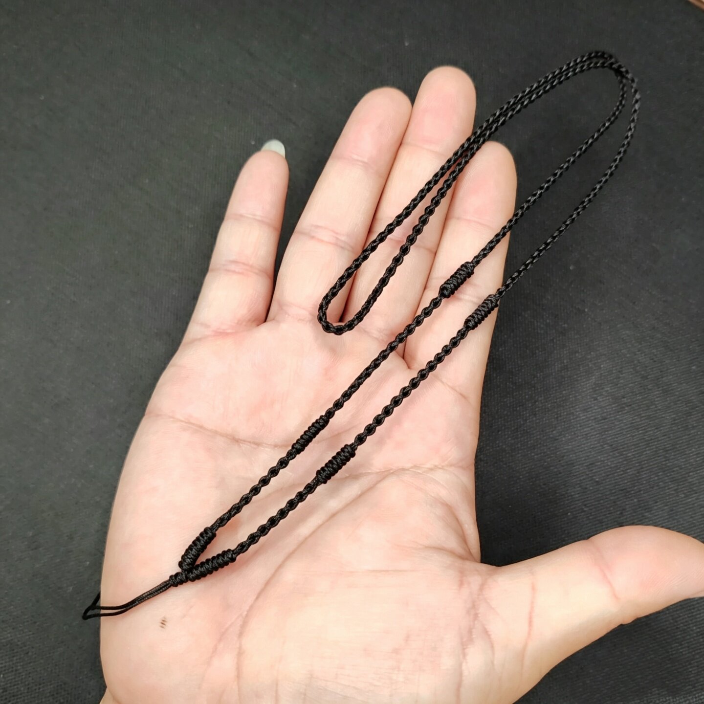 手工编织黑色项链绳套头款黄金翡翠玛瑙佛吊坠挂绳简约百搭细挂绳