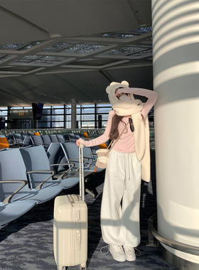 【现货4折】咖喱汤汤TGL【脚口两穿】加绒加厚直筒阔腿休闲卫裤