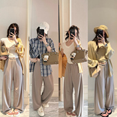 小个子垂感直筒阔腿休闲裤 空气云朵裤 现货3折 咖喱汤汤TGL