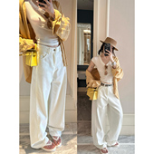 现货3折 咖喱汤汤TGL 极简row白牛 白色直筒阔腿牛仔裤 女夏