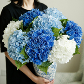 仿真花高级感逼真绣球花仿真花假花蓝色绣球仿真花束装 饰花艺摆件