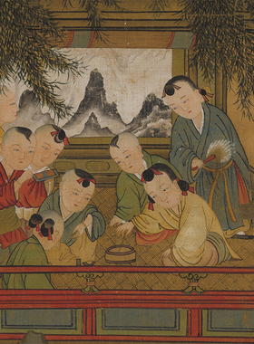 蘇漢臣百子歡歌圖卷台北故宫藏国画人物一比一复制画稿仿古装饰画
