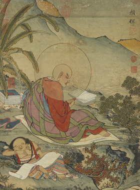 元顏輝月下補經圖台北故宫真迹一比一复制品宣纸画心古画人物