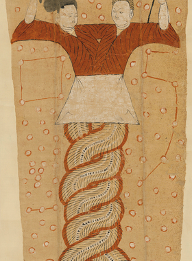 唐人伏羲女娲像艺术微喷复制画宣纸打印画芯古画装饰画