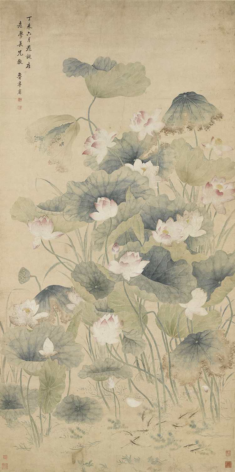 清余省荷花图真迹复制画艺术微喷宣纸画心国画名画客厅玄关装饰画