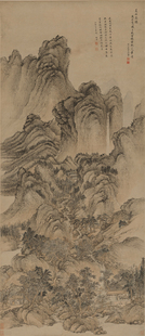 清王翚夏山高隐图国画山水人物水墨画仿古画艺术微喷复制画宣纸画