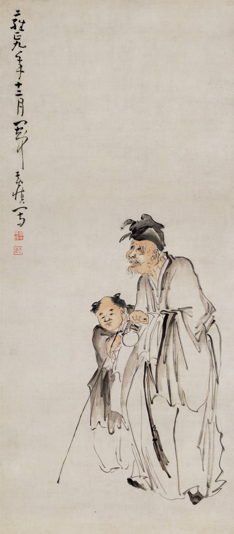 扬州八怪黄慎盲叟图四尺立轴人物国画艺术微喷复制画水墨写意装饰