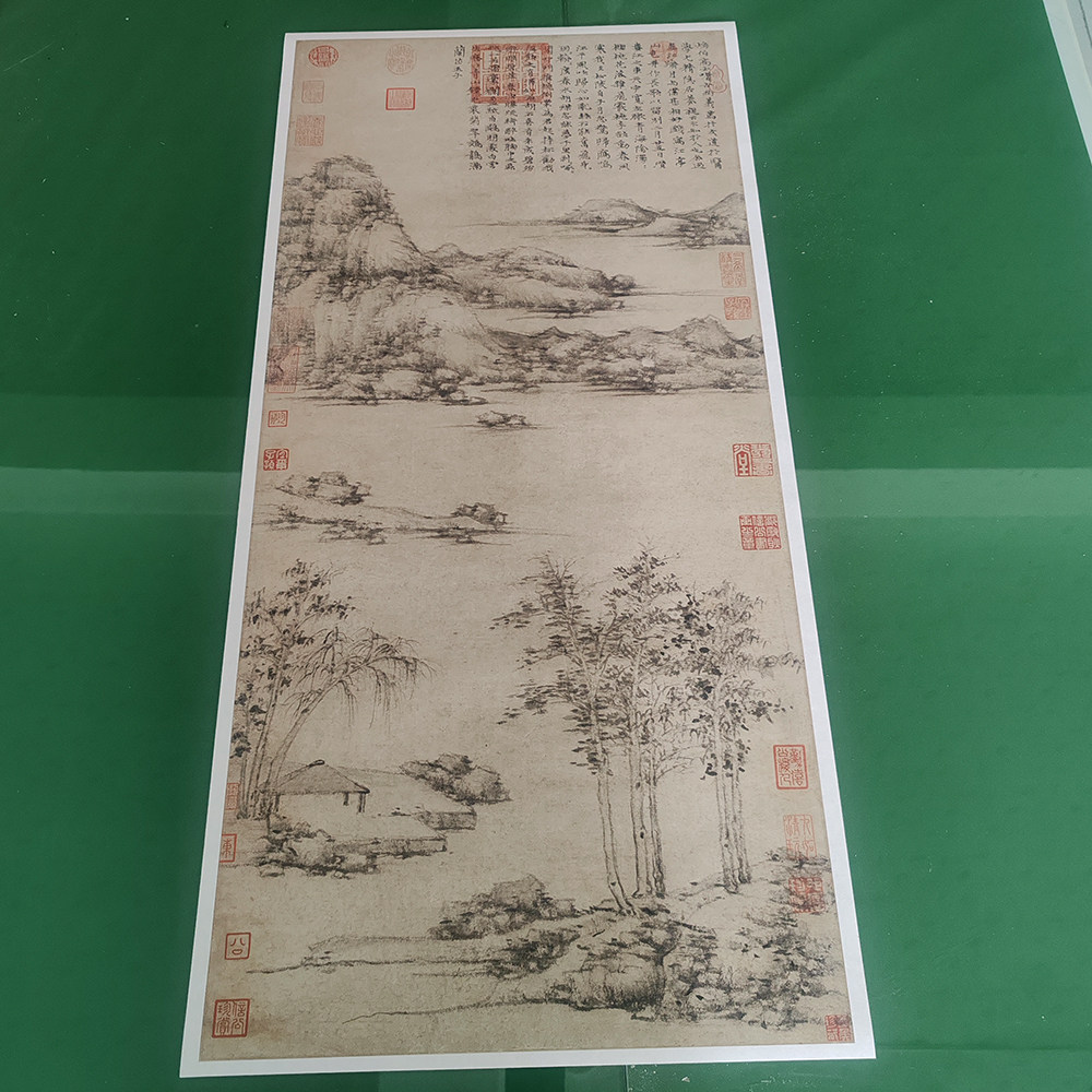 元倪瓒江亭山色图台北故宫名画真迹复制品1:1宣纸画心仿古装饰画