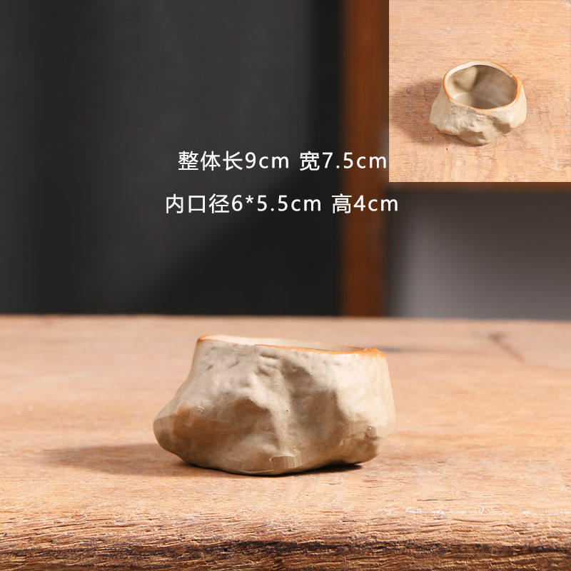 仿石头多肉花盆陶瓷创意阳台家用粗陶土透气控根小盆景盆清仓特价