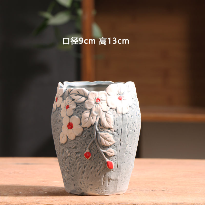 向往阳光小号老桩多肉花盆陶瓷特价简约家用阳台陶土粗陶陶盆清仓