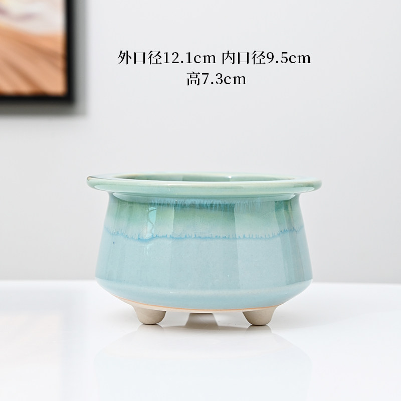 冰裂窑变多肉花盆家用陶瓷透气陶土粗陶控根小老桩专用盆特价清仓