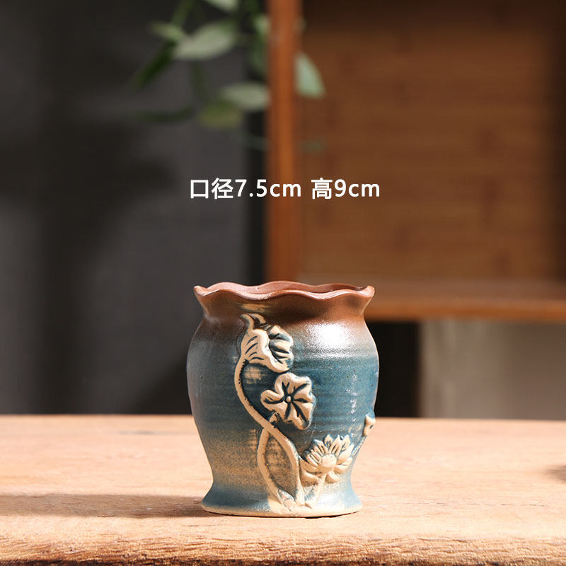 素雅小号老桩多肉花盆陶瓷特价家用阳台透气陶土粗陶花盘陶盆清仓