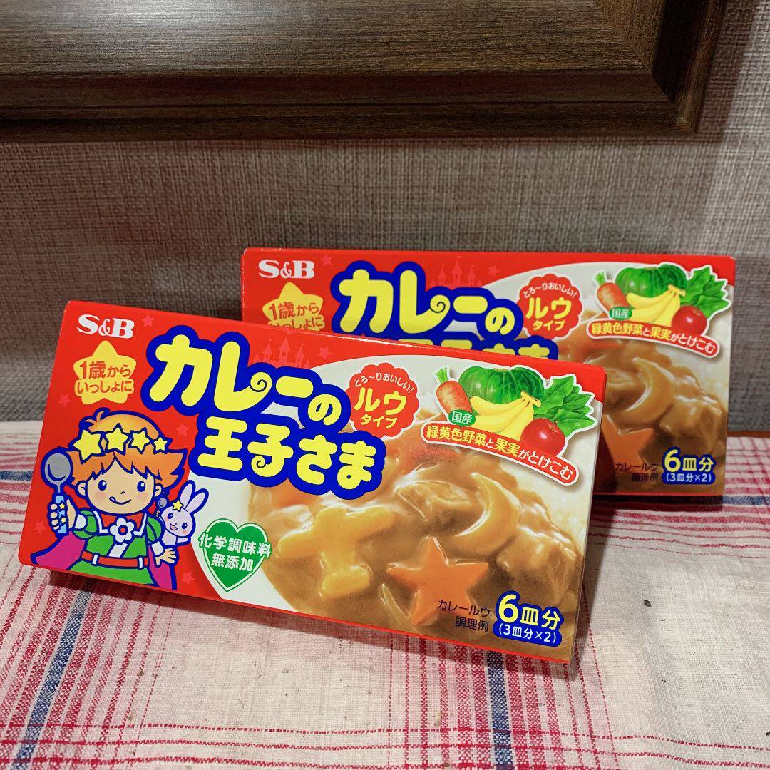 日本s&b1岁以上儿童咖喱王子咖喱盒装调味料蔬菜添加6盘份有货
