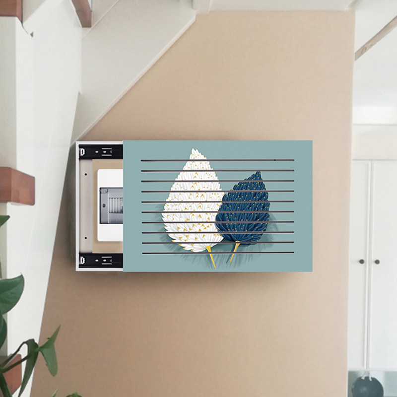 电表箱装饰画推拉多媒体盒网线盒电箱配电箱免打孔弱电箱装饰遮挡