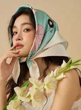 WUYYOU 原创丝巾春日三重奏真丝丝巾女春夏双面桑蚕丝品质中方巾