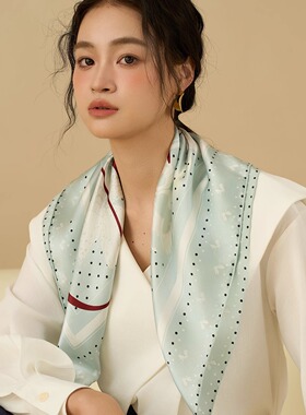 WUYYOU原创花语织梦复古波点真丝丝巾女春夏双面桑蚕丝方巾送妈妈