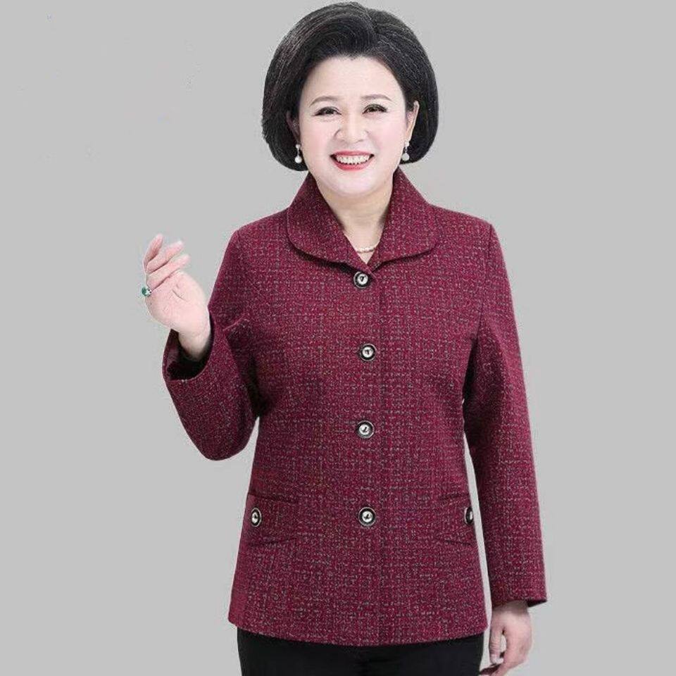 中老年女装妈妈装春秋装新款上衣老年人衣服女奶奶外套老太太衣服