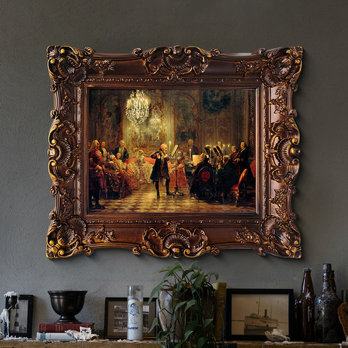 暗金古典框装饰画名画喷绘玄关画